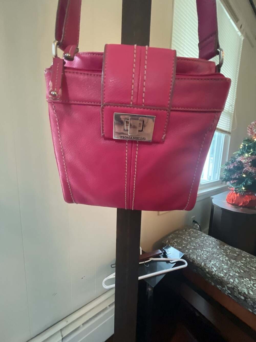 Tignanello Genuine Leather Crossbody Organizer Bag in Pink